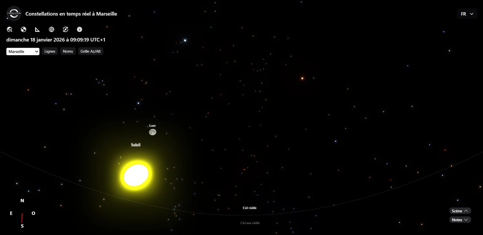 Observations constellations temps réel